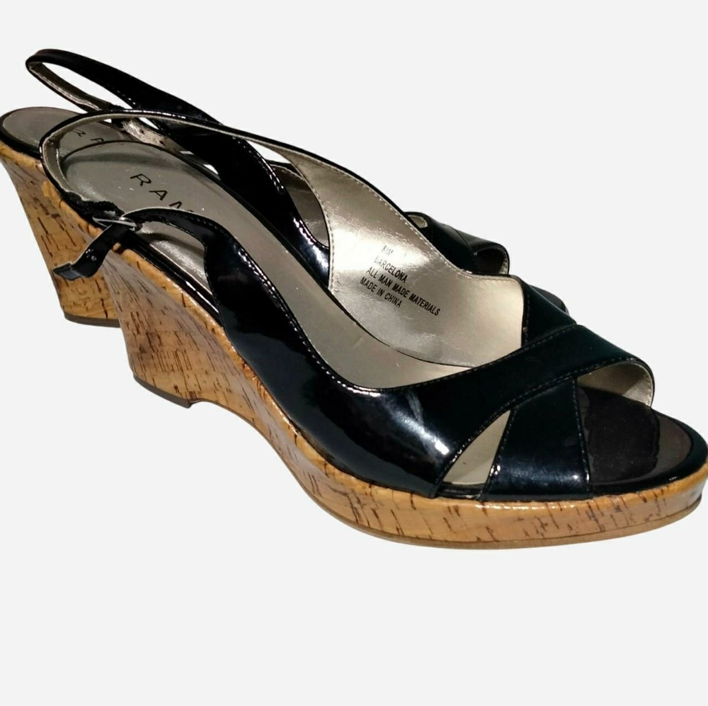 Rampage Barcelona Black Wedge Sandal Heels